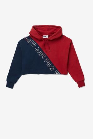 FILA Alianna Hoodies Red / Navy,Womens Clothing | CA.TALKSQ164